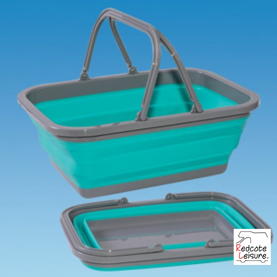 Folding Basket in Aqua Grey Washing Bowl