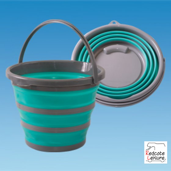 10 Litre Collapsible Round Bucket with Handle in Aqua Grey