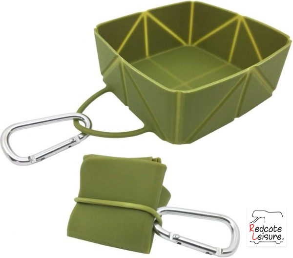 EasyPets Fold-a-Bowl Single Dog Bowl in Olive