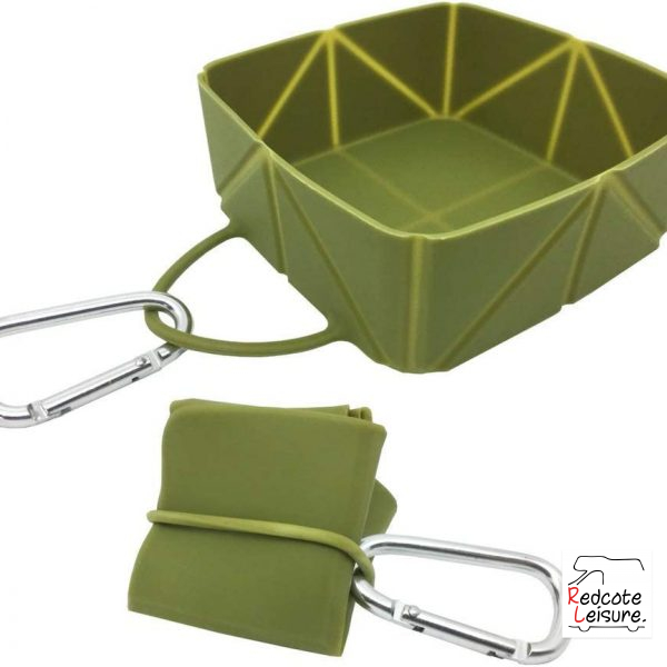 EasyPets Fold-a-Bowl Single Dog Bowl in Olive