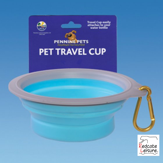 Pets Travel Cup with Carabiner Dog Bowl in Blue