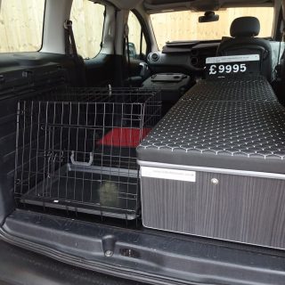 24″ Folding Slanted Dog Crate – Small in Solo Micro Camper