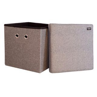 Micro Camper Folding Cube Storage Box Seat in Grey Open