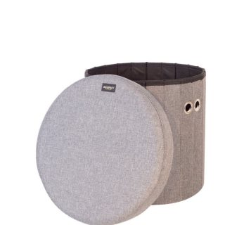 Micro Camper Folding Round Storage Box Seat in Grey Open