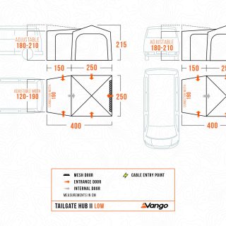 Vango Tailgate Hub Low Rear or Side Campervan Awning Floor Plan